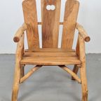 Vintage Brutalist Stoel Hout Armchair ’80 France Design thumbnail 3