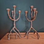Set Van 2 Aluminium Kandelaars 52 Cm Hoog thumbnail 4