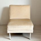 Vintage Loungefauteuil Roomwitte Velvet Jaren 60/70 thumbnail 5