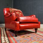 Vintage Lederen Fauteuil – Rood thumbnail 3