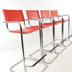 4 Krukken Rood Tuig Leer | Chroom | Marcel Breuer thumbnail 3