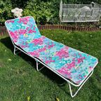 Vintage Ligbed / Stretcher Roze - Blauw Gebloemd thumbnail 2