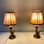 Set Van Twee Vintage Tafellampen, Sfeerverlichting Met Kindjes Of Engelen thumbnail 2
