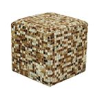 Vintage Vierkante Poef Geitenleer Patchwork Mozaïek Patroon thumbnail 2