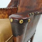 Antieke Leren Armstoel, Engeland Circa 1800 thumbnail 15