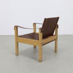 Vintage Fauteuil Safari Easy Chair Set Leer Escriba Brazil (setprijs) thumbnail 3