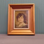 Antiek Portret Olieverf Op Hout thumbnail 2