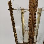 Antieke Vintage Franse Messing Lantaarnlamp Hanglamp Lamp 06 thumbnail 4