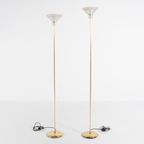 Pair Of Italian Golden Floor Lamps With Glass Shade, 1970’S thumbnail 2