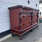 Antiek Engelse Mahonie 8 Ladenkast - Dressoir 180 Cm Breed thumbnail 18