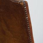 Set Van 2 Antieke Houten En Schapenleren Eetkamerstoelen Met Een Mooi Patina Uit Begin 1900 thumbnail 13