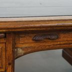 Klassiek En Functioneel Groot Antiek Bureau/ Partner Desk In Engelse Stijl thumbnail 16
