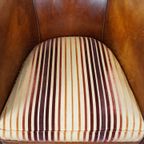 Set Van 2 Cognac-kleurige, Karaktervolle Vintage Schapenleren Clubfauteuils thumbnail 14