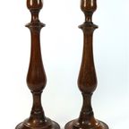 2 Hoge Houten Kandelaars thumbnail 4