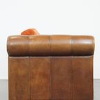 Luxe En Comfortabele Schapenleren 2.5 Zits Bank Van Topkwaliteit Met Oranje Stoffen Kussens thumbnail 11
