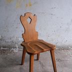 Four Brutalist Oak Wooden Chairs thumbnail 3