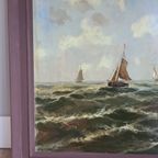 Zeegezicht - Schilderij Met Zeilboten - Van Dijk thumbnail 5
