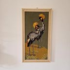 Vintage Schilderij Geborduurd Lijst Kraanvogels thumbnail 2