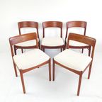 5 Vintage Teakhouten Stoelen Nieuw Gestoffeerd Teddy Deens thumbnail 2