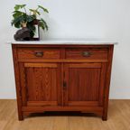 Vintage Frans Dressoir Commode, Ladekast Badkamermeubel Met Marmer Blad 110 thumbnail 3