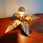 Messing Tafellamp Met Bloemen, Willy Daro, 1970 thumbnail 9
