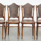 Set Van 4 Originele Antieke Jacob En Josef Kohn Bentwood Design Thonet Stoelen Uit Begin 20e Eeuw thumbnail 2
