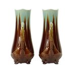 Franse Art Nouveau Majolica Vazen Orchies L’herminè Declercq 27cm thumbnail 5
