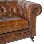 Vintage Chesterfield 3 Zits Bank Cognac Generfd Leer thumbnail 4