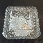 Vintage Plafoniere, Plafond Lamp In Reliëf Glas, Vierkant thumbnail 3
