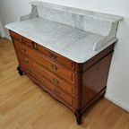 Vintage Frans Dressoir Commode, Ladekast Badkamermeubelmet Marmer Blad 311 thumbnail 9