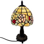 Tiffany Style Table Lamp - Stained Glass Shade And Decorative Base - Ca. 1980’S (No Cracks) thumbnail 2