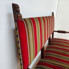 Antieke Vintage Franse Eikenhouten Bank, Halbank Eetkamerbank thumbnail 17