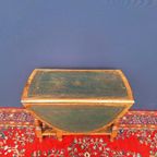 Antieke Engelse Hangoor Tafel Met Groen Leer Ingelegd Blad thumbnail 12