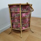 Vintage Wasmand, Opbergmand Prullenbak Van Bamboe thumbnail 5