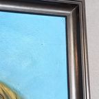 Vintage Xl Leren Reliëf Schilderij Van Een Sexy Dame thumbnail 4