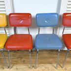 Prachtige Set Van 4 Kleurrijke Vintage Retro Stoelen thumbnail 3