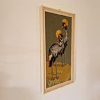 Vintage Schilderij Geborduurd Lijst Kraanvogels thumbnail 3