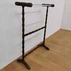 Vintage Antieke Houten Handdoekenrek Badkamer Rek thumbnail 5
