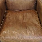 Comfortabele Cognac-Kleurige Rundleren Armchair Met Een Strak Design thumbnail 7