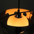Vintage Hanglamp Met Chromen Cilinder En Glazen Bol thumbnail 3