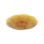 Ronde Amberkleurige Art Deco Fruitschaal Schaal Geperst Glas thumbnail 5