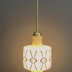 Opaline Glass Pendant Lamp With Gold And Black Drawing thumbnail 6