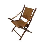 Officer’S Chair - Wood And Leather Upholstery - Military Campaign Style thumbnail 2