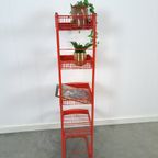 Rood Metalen Winkelvitrine Winkelrek Met Manden Vintage thumbnail 4