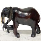 Vintage Midcentury Xl Houten Olifant Ebbenhout thumbnail 5