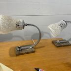 Set Van 2 Art Deco Bureaulampen Van Marmer En Glas thumbnail 9