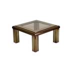 Salontafel Glas Fedam Hollywood Regency Metaal Messing Gerookt Glas 69X69Cm thumbnail 2