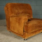 Midcentury Modulaire Bank – Bruine Ribstof – Jaren 70 thumbnail 13