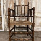 Set Bobbin Chairs, Knobbel Stoelen. Origineel. Oud thumbnail 2