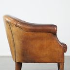Stoere Maar Comfortabele Vintage Clubfauteuil Gemaakt Van Schapenleer thumbnail 4